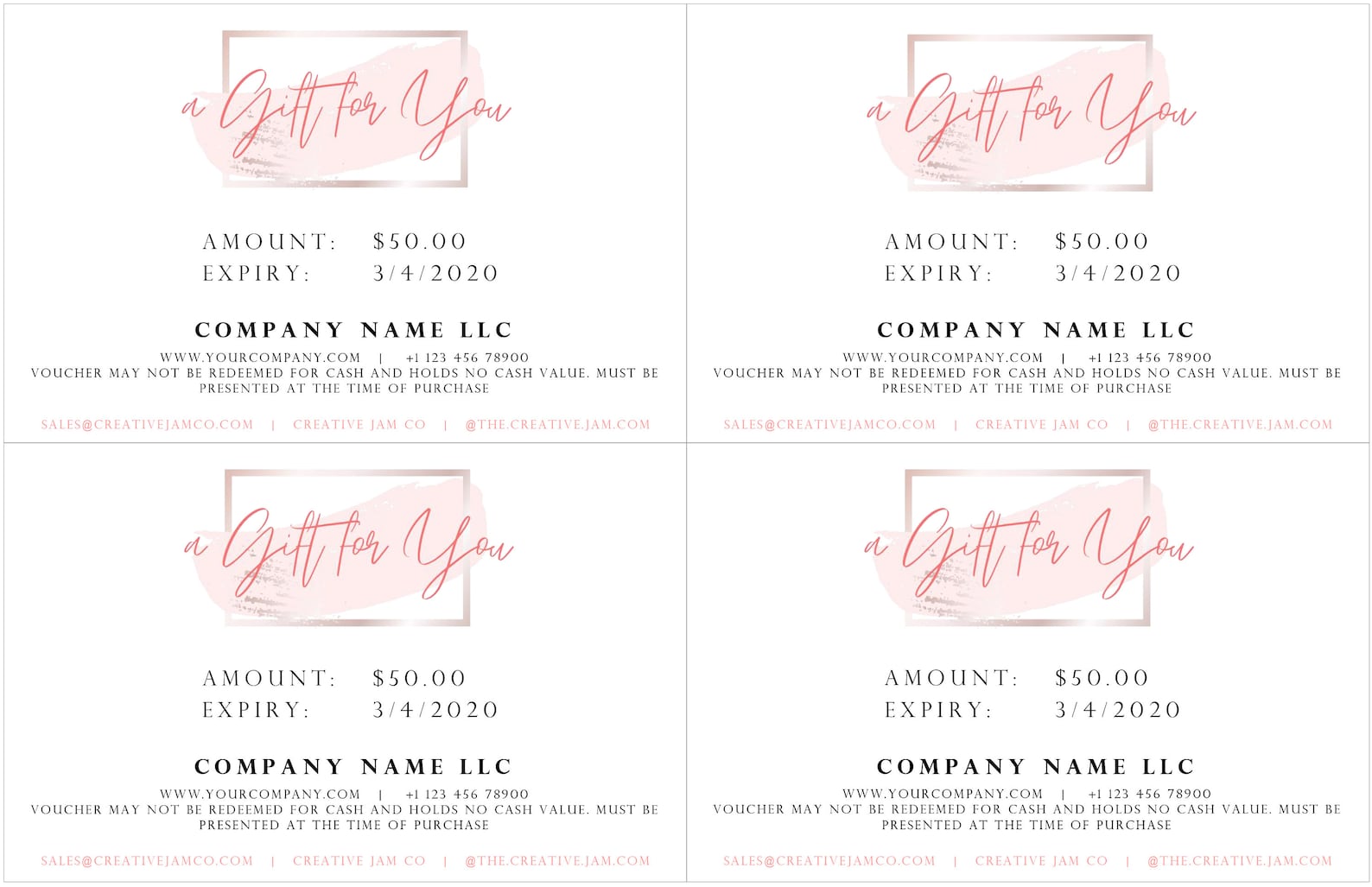 Gift Voucher Gift Certificate Template. Editable Gift Card | Etsy