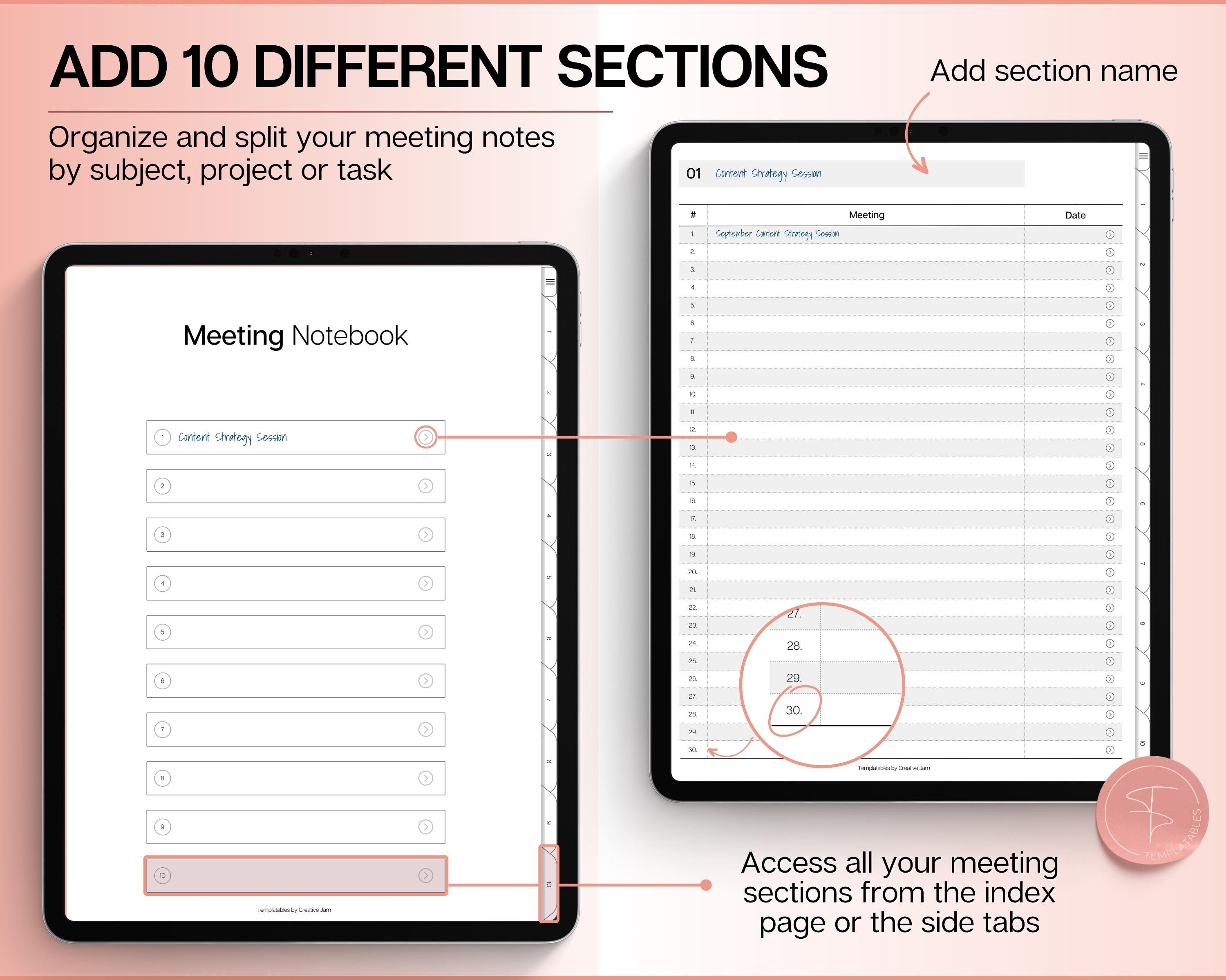 Digital Meeting Minutes Template, Editable Meeting Notes, Digital ...