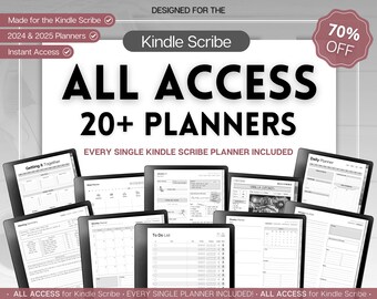 Templates for Kindle Scribe, ALL ACCESS pack, 2024 2025 Daily Planner, Digital To Do List, Meeting Minutes, Journal Notebook, Calendar, Task