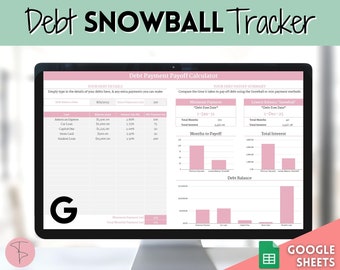 Dave Ramsey Debt Snowball Calculator, Google Sheets spreadsheet, Budget Planner, Financial Planner, Debt Payoff Tracker Template, 20 debts