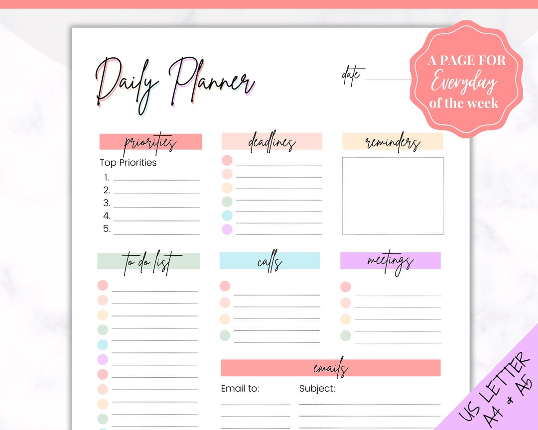 DAILY PLANNER PRINTABLE | to Do List | Printable Productivity Day ...