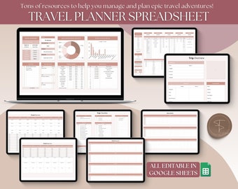 Ultimate Travel Planner, Travel Spreadsheet, Digital Travel Journal, Trip Itinerary Template, Vacation Budget, Packing List, Google Sheets
