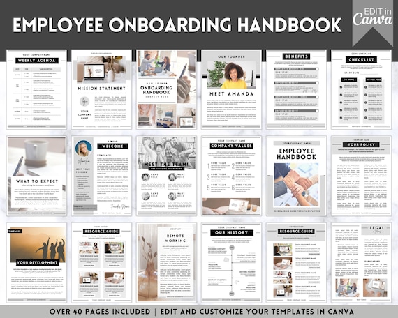 Employee Onboarding Template, New Hire handbook, Welcome Packet, New Hire Checklist, Editable Canva eBook template, Welcome to the team