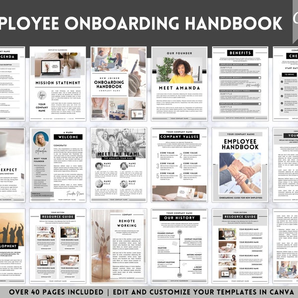 Employee Onboarding Template, New Hire handbook, Welcome Packet, New Hire Checklist, Editable Canva eBook template, Welcome to the team