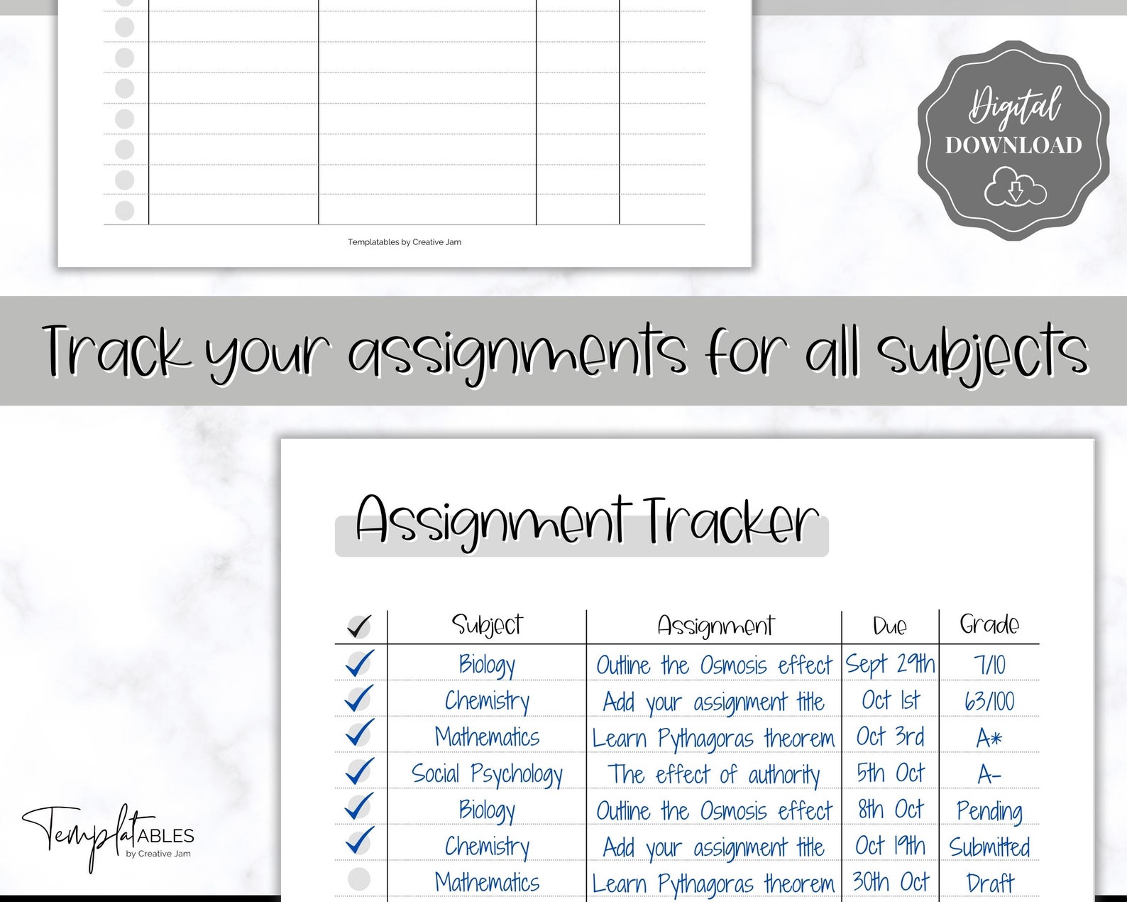 Assignment Planner BUNDLE Printable Assignment Tracker for - Etsy