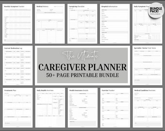 Caregiver Checklist, Caregiver Daily Log, Elderly Caregiver planner, Nurse to do list, medical, pain medication, symptom trackers, logbook