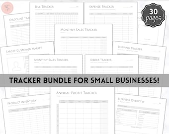 Small Business TRACKER BUNDLE, Order, Inventory, Income, Expenses, Profit, Sales, Etsy Shop, Reseller, Owner, Side Hustle Printable Planner