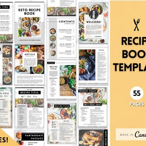 Recipe Template, Canva Recipe Book Template, Editable eBook, Recipe Card, Binder, Box, Meal Planner, Family Cookbook, Recipe Page, Workbook