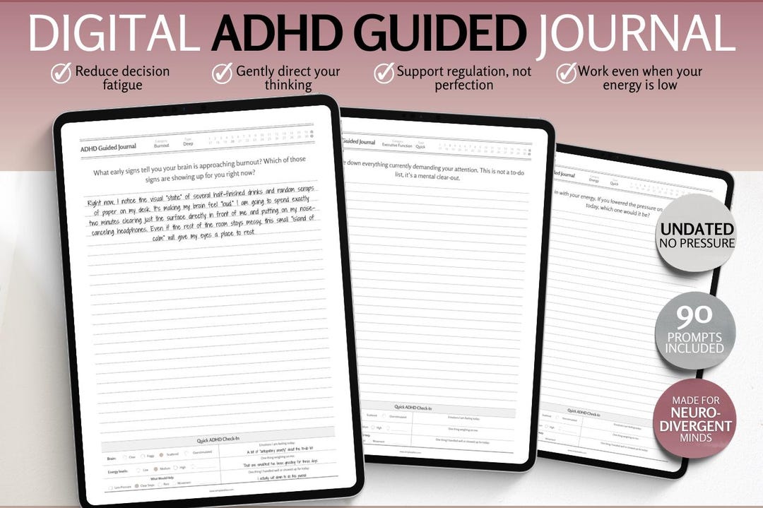 ADHD Guided Journal With Prompts! Goodnotes Digital Planner for ...