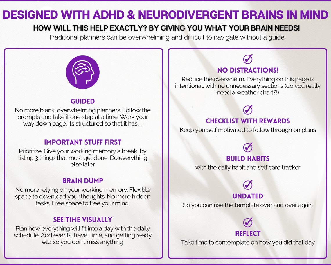 ADHD Digital Planner, Onenote Planner for Neurodivergent Adults, Brain ...