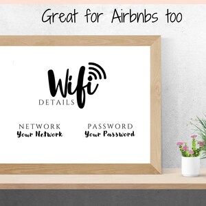 Wifi Password Sign, Editable Wifi Sign Printable Template, Be Our Guest Sign, Wi-fi password sign, Airbnb Guest Room, Wall Art, Landscape image 5