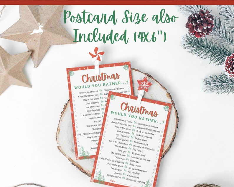 Family Christmas Game Christmas Day Virtual Activity Would you Rather? Holiday Party Game Holiday Party Printable Christmas Family Games