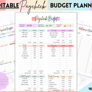 EDITABLE Paycheck Budget Planner, Budget by Paycheck Template, PDF Printable Budget Tracker, Finance Planner, Zero Based Budget Sheet Binder