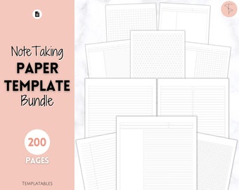 Note-Taking Templates, Printable Paper, Note Taking Journal, Cornell Notes, Dot Lined Graph, Meeting Notebook, Student Digital Notetaking