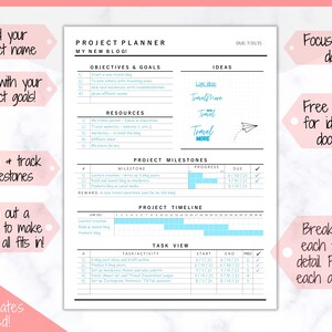 EDITABLE Project Planner Printable Template BUNDLE Work - Etsy Australia