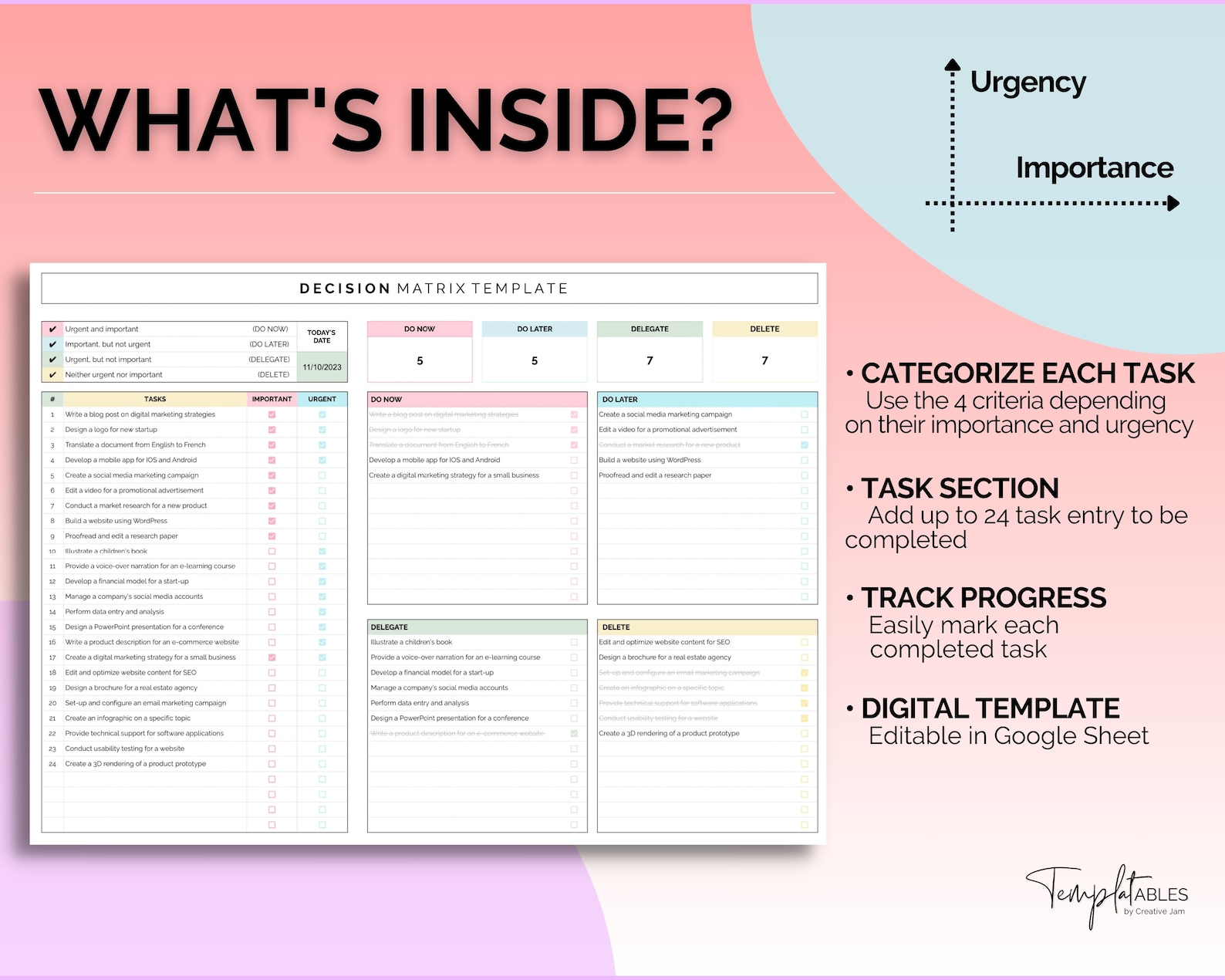 Decision Matrix, Task Priority Tracker Template, Google Sheets ...