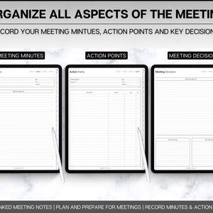 Digital Meeting Minutes Template, Editable Meeting Notes, Digital ...