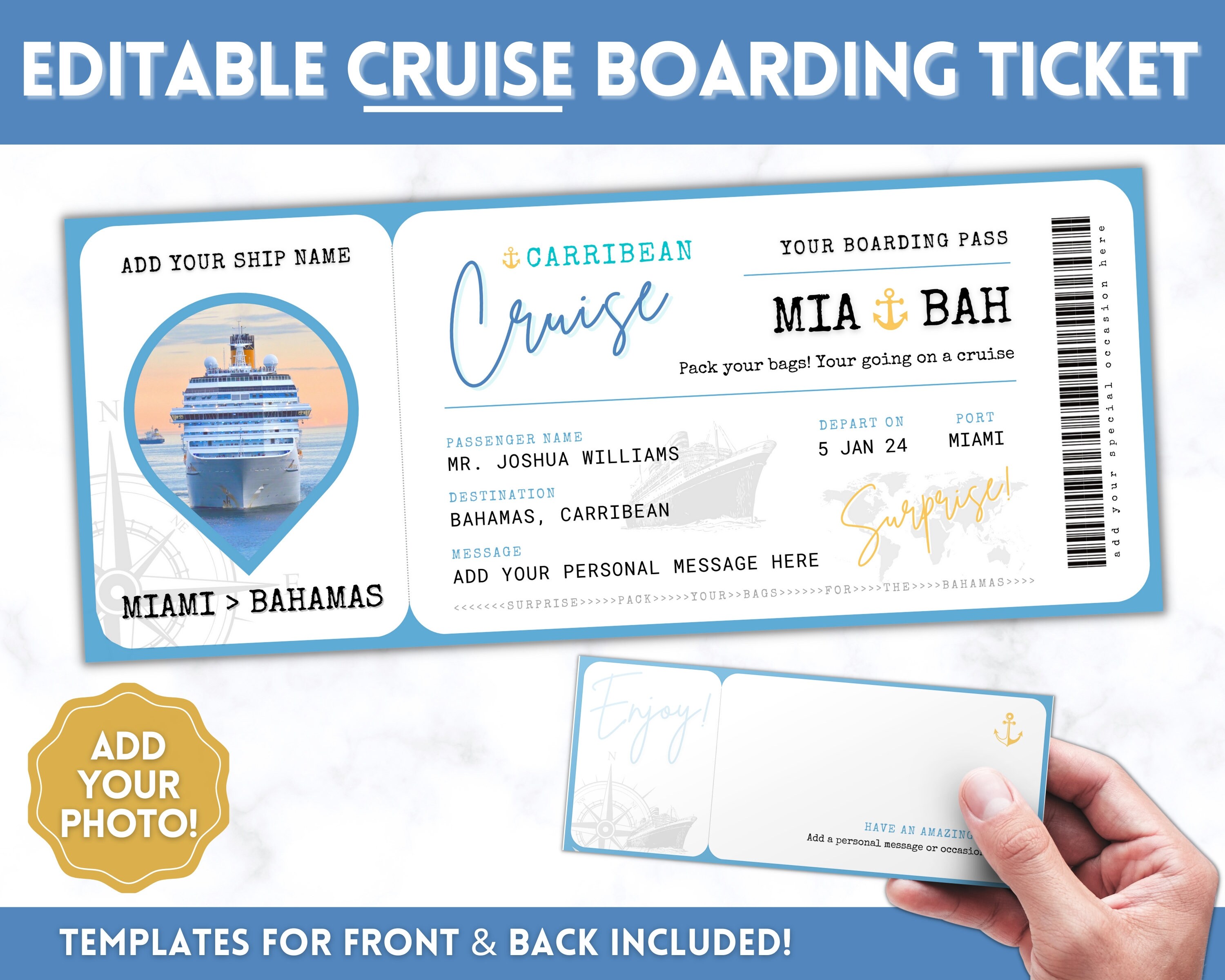 Cruise Ticket Template Editable Cruise Ticket Template Editable