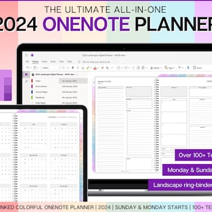 OneNote Planner, 2024 Digital Planner, OneNote Template, Daily, Weekly, Monthly Planning for Windows, Adhd, Notebook, One Note, COLORFUL