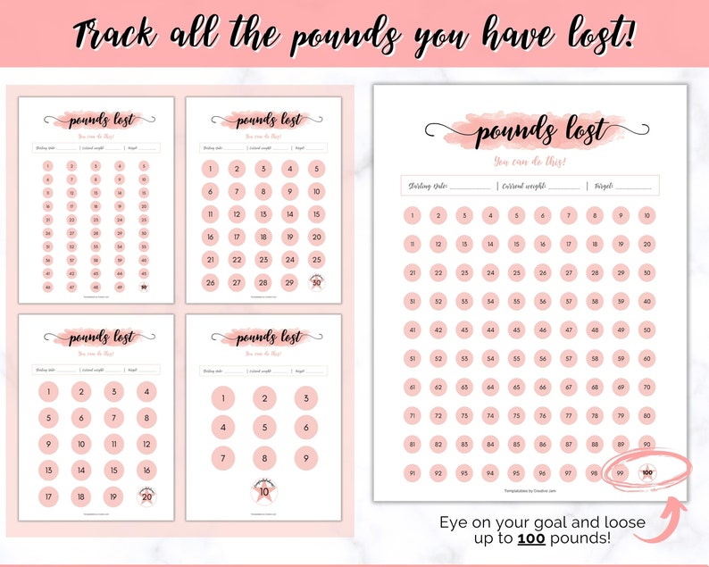 Weight Loss Tracker, Weightloss Journal, Fitness Planner Printable, Weight Loss Chart, Pounds Lost Tracker, Body Measurements, Meal Planner image 4