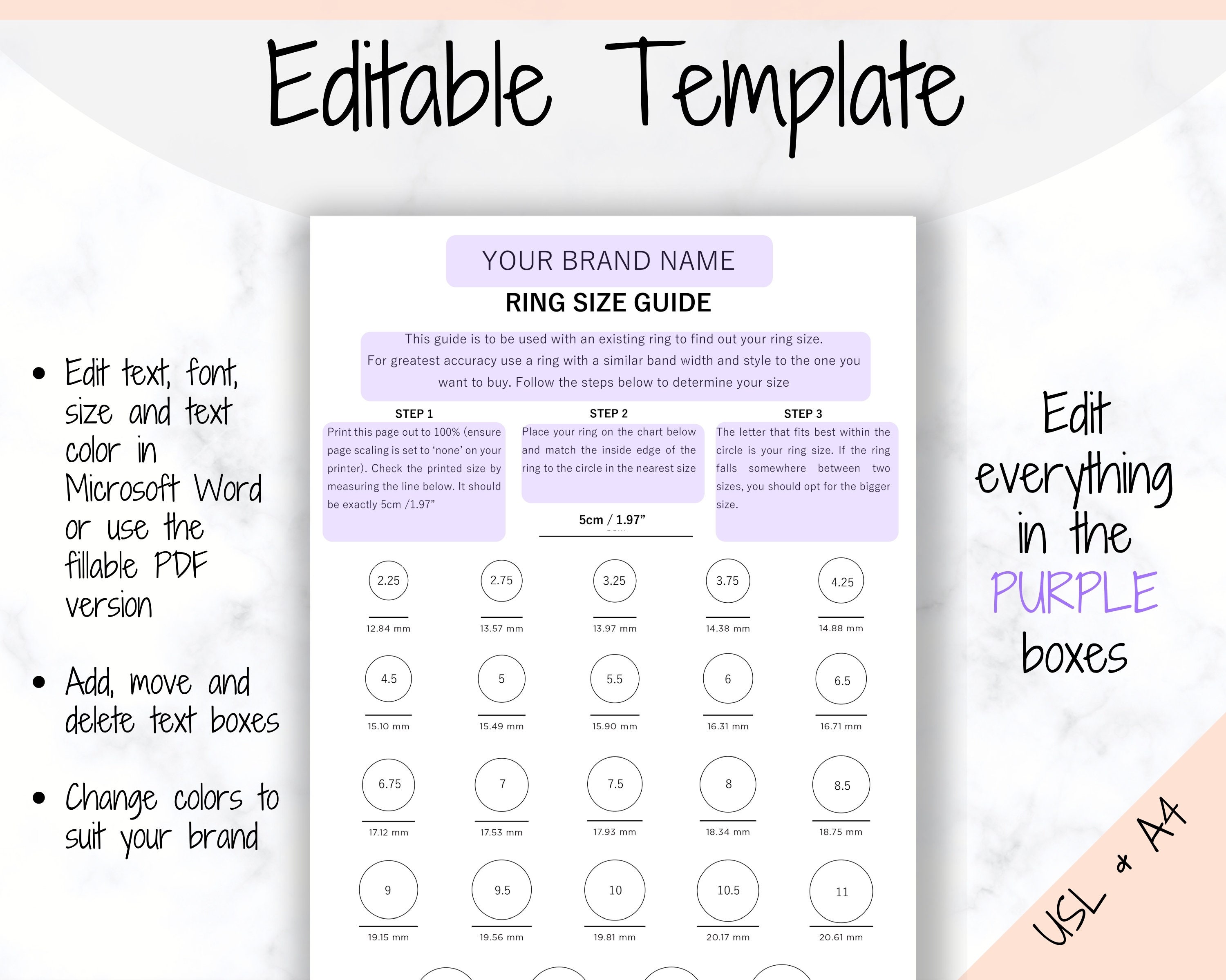 Ring Sizer Printable RING Size Guide. Ring Size Chart | Etsy UK
