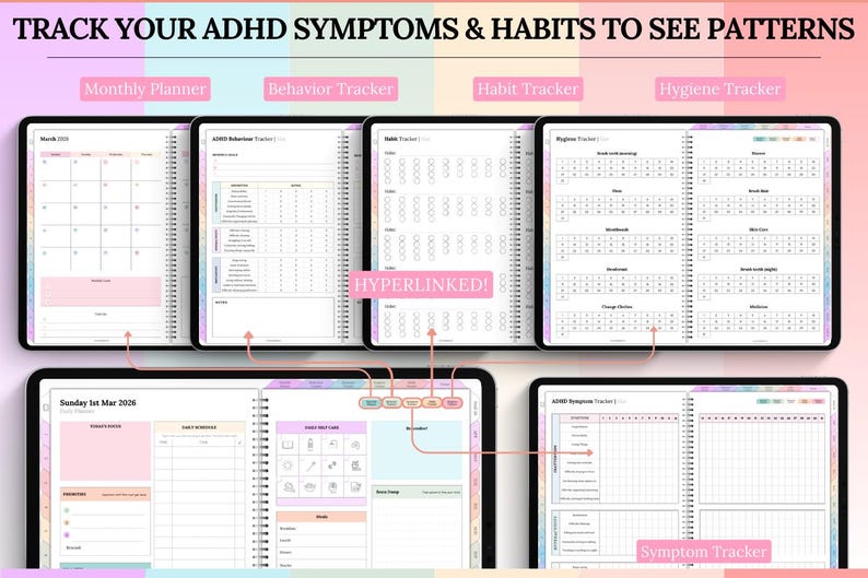 ADHD Digital Planner 2026, COLORFUL Goodnotes Daily Planner for ...