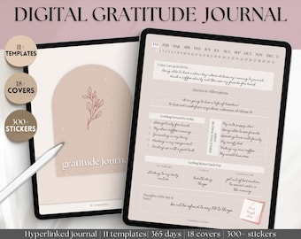 Digital Gratitude Journal, Daily Mindfulness Journal, GoodNotes Digital Planner, Wellness, Reflections, 366 days digital dairy, iPad, 2024