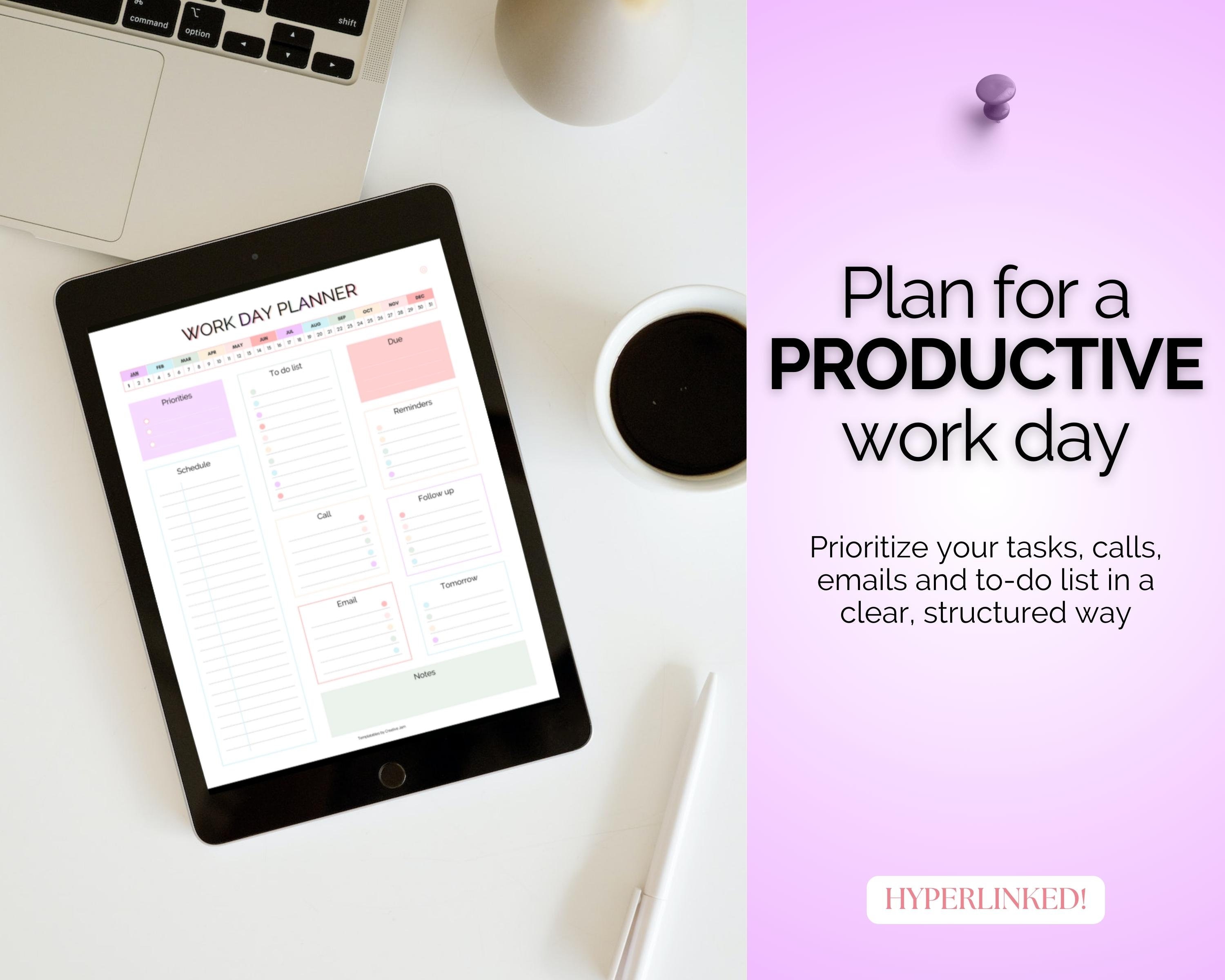 Work Planner Calendar On Computer Work Planner, Digital Planner, Work Day Organizer, Daily Planner, Work ...