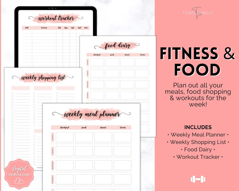Weight Loss Tracker, Weightloss Journal, Fitness Planner Printable, Weight Loss Chart, Pounds Lost Tracker, Body Measurements, Meal Planner image 7