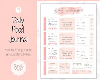 Daily Food Diary Printable, Colorful Food Journal, Diet & Nutrition Log, Weekly Meal Planner, Meal Tracker, Menu Plan, Prep! Fitness, Health
