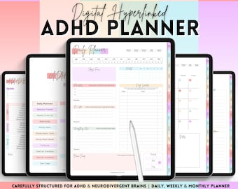 ADHS Digitaler Planer, Tagesplaner für Neurodivergente Erwachsene, Brain Dump Template, To Do Liste, Reinigung, Psychische Folge, GoodNotes iPad