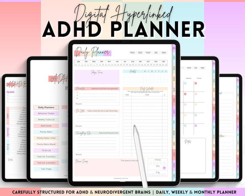 ADHD Digital Planner Daily Planner for Neurodivergent Adults - Etsy