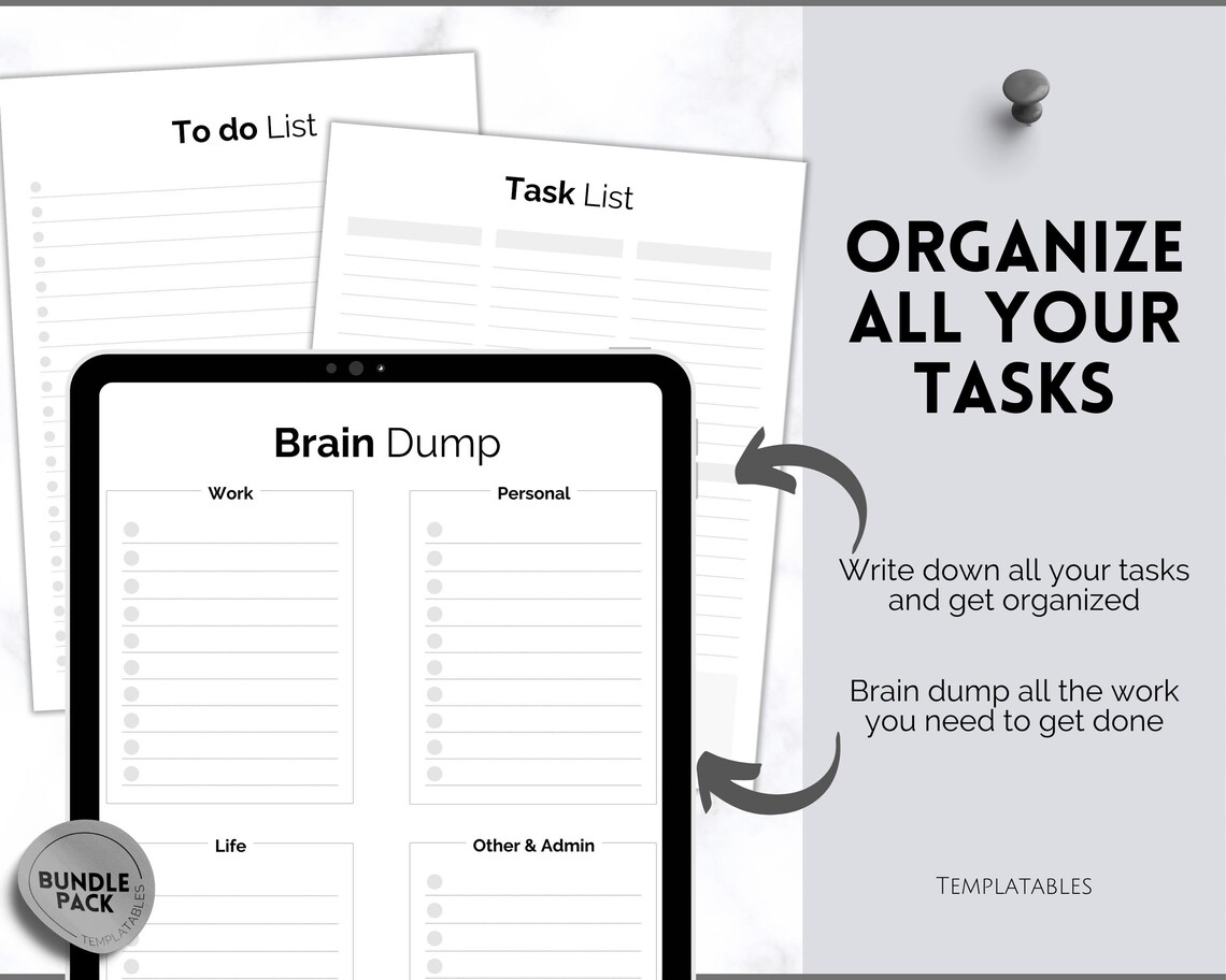 Task Triage, to Do List Printable, Brain Dump Template, Task Checklist ...