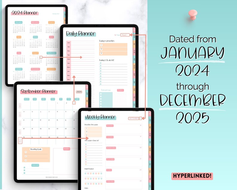 Digital Teacher Planner, 2024 & 2025 Academic Planner, Lesson Plan ...
