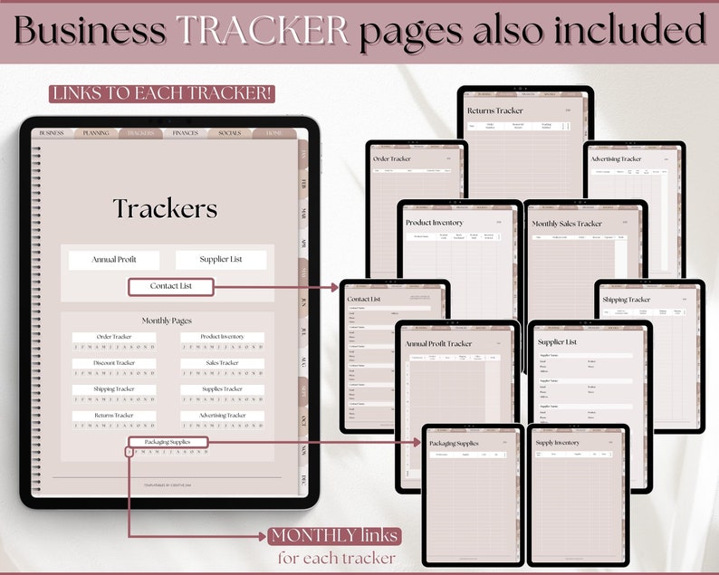 Digital Small Business Planner, Undated Trackers, Social Media, Finances, GoodNotes Digital Journal, Monthly, Weekly, Side Hustle, iPad image 5