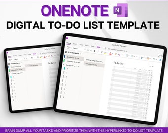 To Do List Template for ONENOTE, Hyperlinked To Do List for One Note, Digital Task List, Brain Dump Template, ADHD to do list, Minimalist