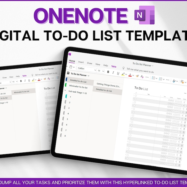 Onenote Templates Todo - Etsy