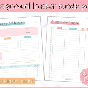 Assignment Tracker BUNDLE, Printable Assignment Planner for Students, Academic  Homework Planner, Study, College, Homeschool Template