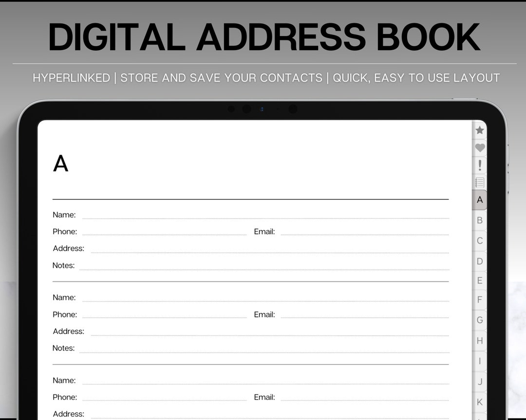 Digital Address Book With Tabs, Contact List, Guest Address Notebook ...