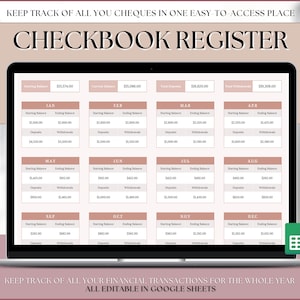 Scheckheft Register Tabelle, Google Sheets Scheckregister, Rechnung, Ausgaben, Kreditkarte, Einkommen, Ausgaben-Tracker, Vorlage