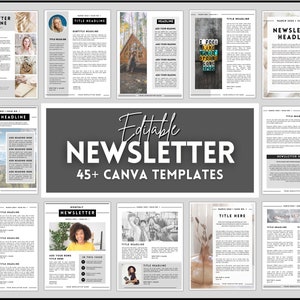 EDITABLE Newsletter Template, 45+ Canva templates, Monthly, Real Estate, Realtor, Newspaper, Relief Society, Brochure, Booklet, Nonprofit