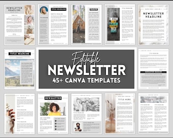 EDITABLE Newsletter Template, 45+ Canva templates, Monthly, Real Estate, Realtor, Newspaper, Relief Society, Brochure, Booklet, Nonprofit