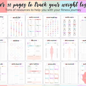 Weight Loss Journal, Weightloss Tracker, Fitness Planner Printable, Weight Loss Chart, Pounds Lost, Body Measurements, Meal Planner image 3