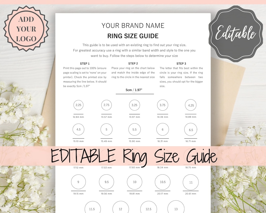 RING Size Chart, Printable Ring Size Guide, Ring Sizer. Multisizer, Ring Sizing Tool, How to ...