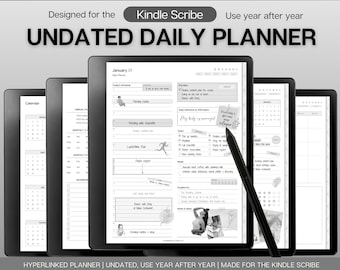 Templates for Kindle Scribe, UNDATED Daily Planner, Weekly, Monthly Planner, Undated Planner, Kindle Planner, Digital Journal, Hyperlinked
