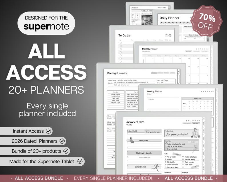 Supernote | ALL ACCESS template pack | 2026 Daily Planner, Digital To Do List, Meeting Minutes, Journal & Notebook, Calendar, a5x, a6x image 11