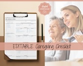 Elderly Care Caregiving Checklist. EDITABLE Printable is ideal for Caregivers. Daily cleaning, Daily Tasks, Housekeeping, Care log Template