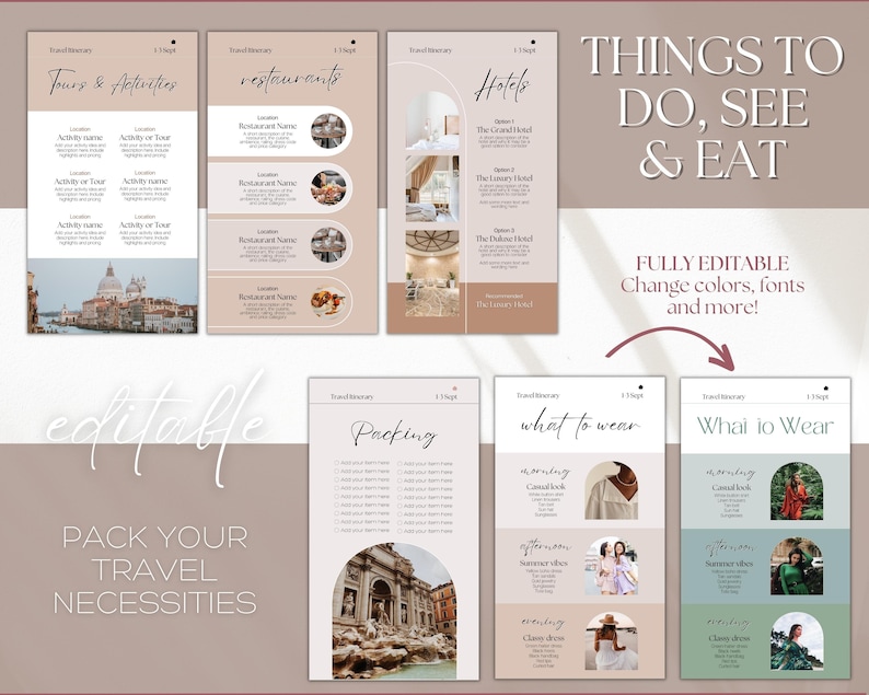 MOBILE Travel Itinerary Template, Digital Travel Guide, Weekend Trip Itinerary, Birthday, Girls trip, travel agent planner, Canva template image 5