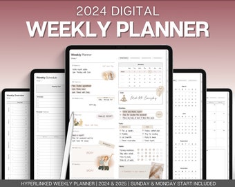 WEEKLY Digital Planner, 2024 Digital Planner, iPad Planner, GoodNotes, Weekly Schedule, Digital Life Planner, Notability, Undated, ADHD