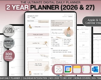 The 2 YEAR Digital Planner (2026 & 2027). Minimalist planner ideal for use on Goodnotes and iPad